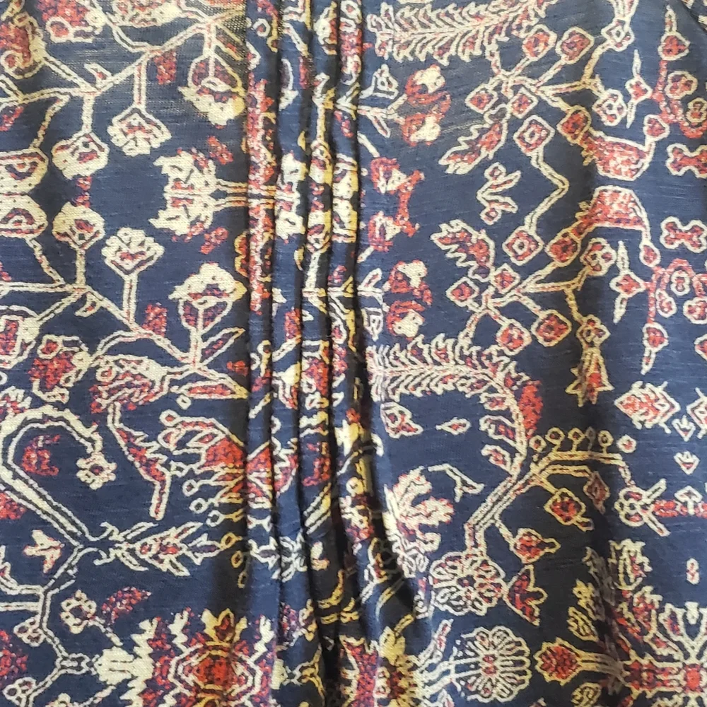 Lucky Brand Boho navy and red long sleeve Peasant top - Picture 2 of 5